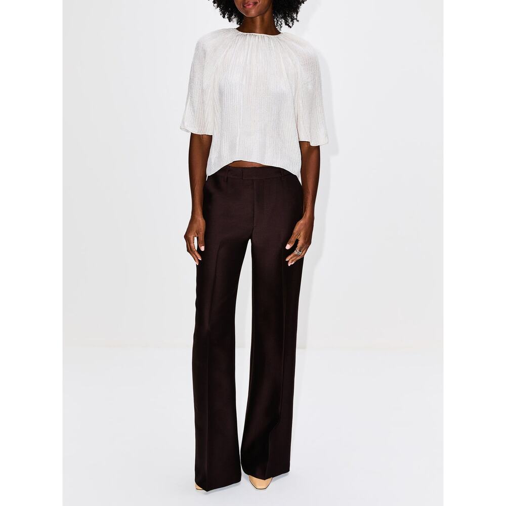 Gabriela Hearst Nula Double Plisse Silk Top in Ivory IT 40 US S